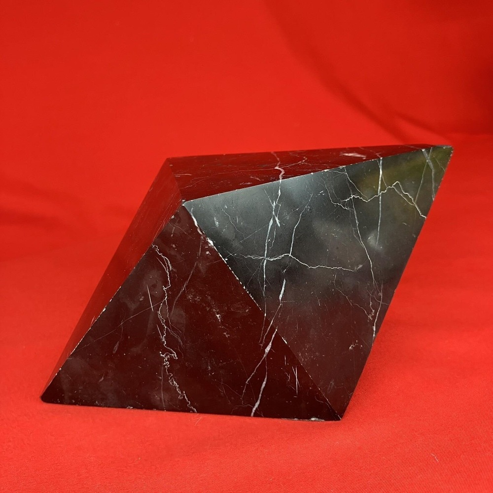 1 - Vintage Post Modern Black Marble Diamond / Geometric Sculpture Stone / FLAWS